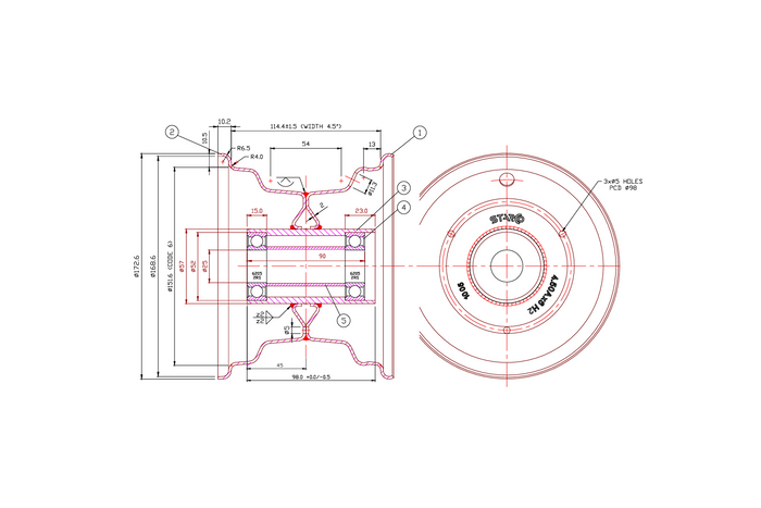 Ruota Pneumatico Kenda 15x6.00-6 Cerchio Starco 4.5Ax6H2 3x98