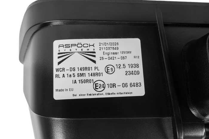 Faro anteriore a LED ASPÖCK LuxLED II con 7 funzioni, connettore DEUTSCH DT06-6S a 6 pin, lato sinistro.