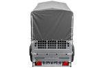 Rimorchio per auto 200x106 UNITRAILER GARDEN 200 KIPP con sponde in rete, telaio H-800 e copertura grigia