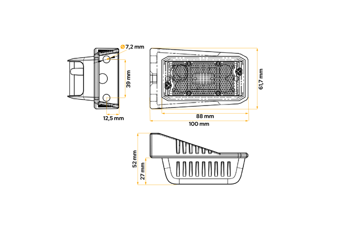 Lampada di segnalazione a LED DOBPLAST DPT15, arancione, universale, con supporto