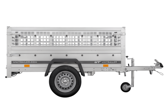 Rimorchio leggero Unitrailer Garden Trailer 200 kipp (new) con ruotino e sovrasponde a rete