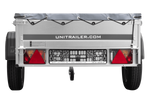 Rimorchio monoasse 200x106 UNITRAILER GARDEN 200 KIPP con telaio H-0 e copertura grigia