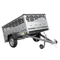 Rimorchio monoasse 200x125 UNITRAILER GARDEN 201 KIPP con sponde in rete e copertura grigia