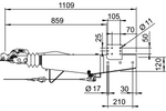 Dispositivo di inerzia AL-KO 2.8VB1 con gancio AK351 per rimorchio da 3500 kg con timone quadrato