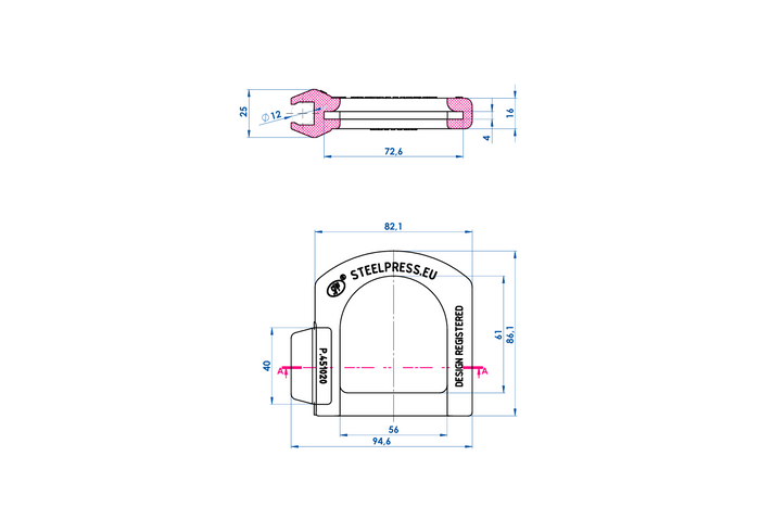 Coperchio di sicurezza per gancio a sfera STEELPRESS da 4 mm, con spazio per la spina