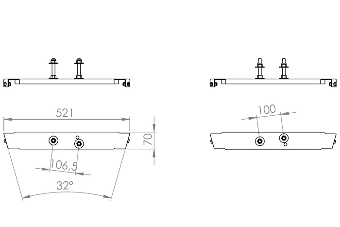 Staffa per il montaggio della ruota di scorta sul timone di un rimorchio UNITRAILER