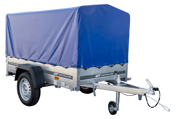 Rimorchio monoasse 200x106 UNITRAILER GARDEN 200 KIPP con telaio H-800 e telone blu