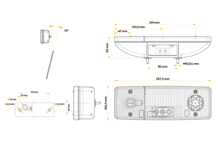 Fanale posteriore WAŚ WE549L 4 funzioni sinistro