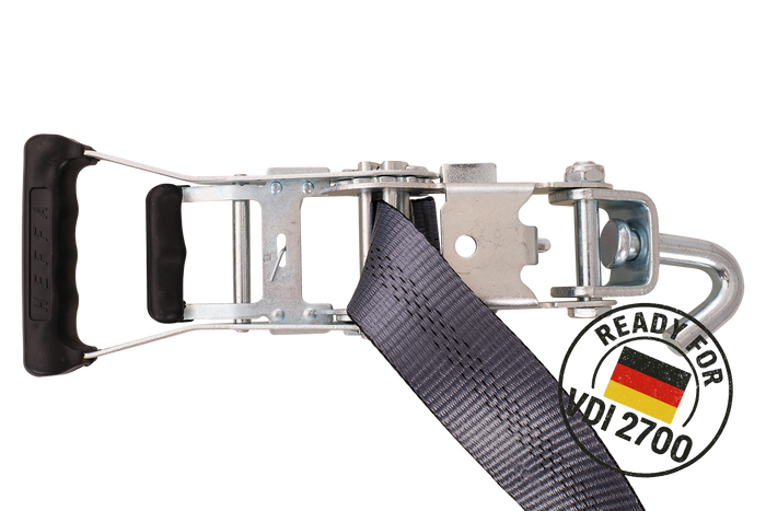 Cinghia di trasporto per carro attrezzi HEFFA CARLINE 130, cinghia di fissaggio per ruote, 2,8 m/50 mm/5 t VDI 2700