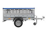 Rimorchio monoasse 200x125 UNITRAILER GARDEN 201 KIPP con sponde in rete e copertura blu