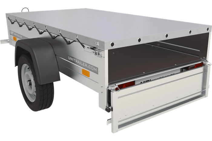 Rimorchio Garden Trailer 200 Kipp con ruotino d'appoggio, centina H-0 e telone grigio