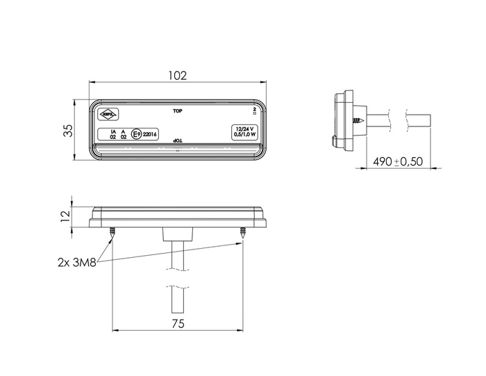 Lampada di segnalazione a LED HORPOL LD 2435, arancione, universale, SLIM