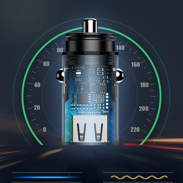 Caricabatterie per auto USB-A, USB-C 30W in plastica circolare BASEUS