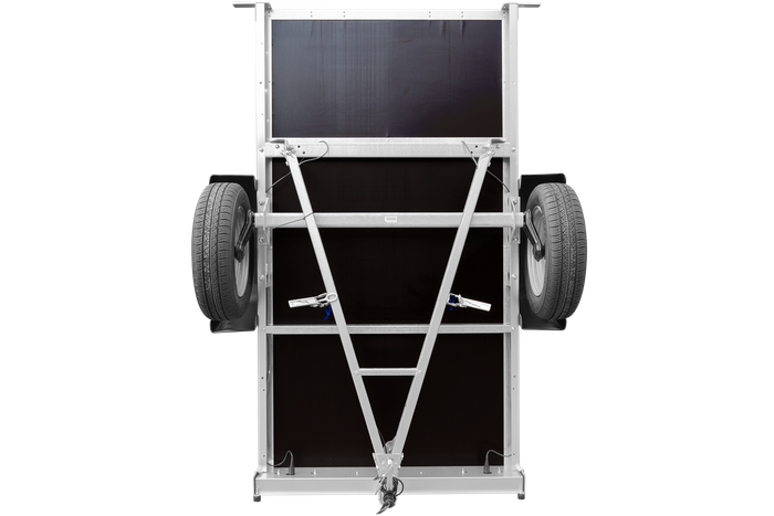 Rimorchio auto leggero 200 x 106 con ruota di supporto, telone blu e centina PTT 750 KG Garden Trailer 200 KIPP