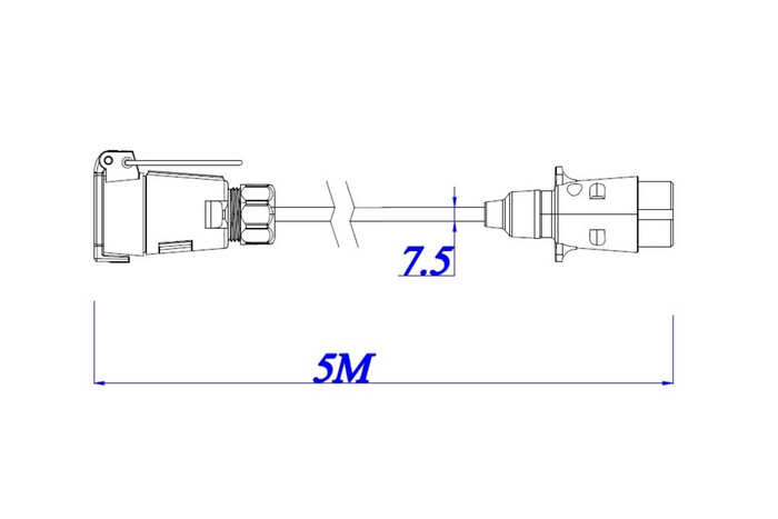 Cavo elettrico KAMAR E1223 5m 12V spina/presa 7PIN