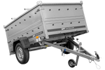 Rimorchio leggero 200x125 UNITRAILER GARDEN 201 KIPP con sponde BIS e copertura in alluminio