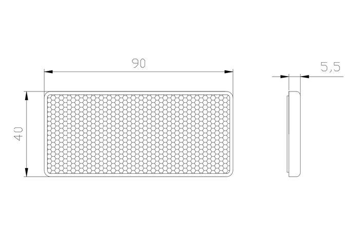 Riflettore rettangolare rosso FRISTOM DOB-035C 90x40mm luce riflettore