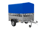 Rimorchio per auto 200x125 UNITRAILER GARDEN 201 KIPP con sponde in rete, telaio H-800 e telone grigio
