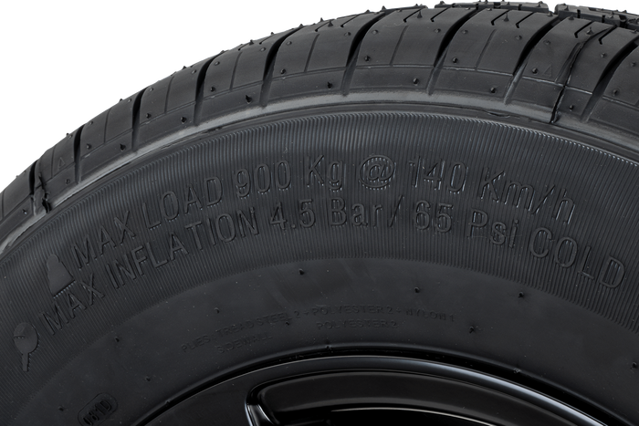 Ruota per rimorchio rinforzata KENDA PNEUMATICI 185/80 R14C 104/102N CERCHIO IN ALLUMINIO STARCO nero 5,5Jx14"H2 5x112 ET:30