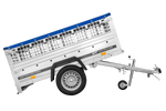 Rimorchio monoasse 200x106 UNITRAILER GARDEN 200 KIPP con sponde in rete e telone blu
