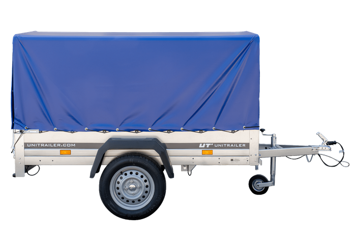 Rimorchio monoasse 200x106 UNITRAILER GARDEN 200 KIPP con telaio H-800 e telone blu