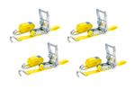 Set di quattro cinghie di trasporto UNITRAILER con tenditore, 4 m/25 mm/1 t, colore giallo.