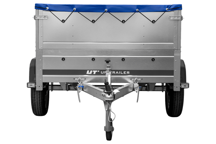 Rimorchio per auto 200x125 UNITRAILER GARDEN 201 KIPP con sponde BIS e telone blu