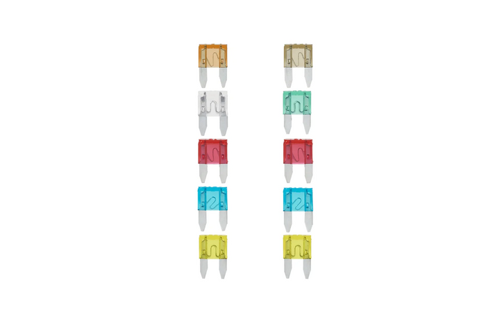Set di 10 mini fusibili a lama ProPlus 490371S, misti 12V/24V.