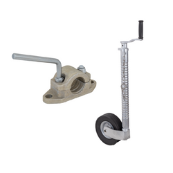 Ruota di supporto con morsetto, morsetto in ghisa KNOTT TK48+B48C6, tubo corrugato, 300 kg, 48 mm, 700-940 mm