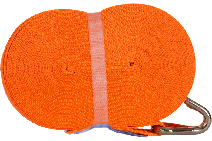 Set di quattro cinghie di trasporto UNITRAILER arancioni da 12 m/25 mm/1 t con tenditore