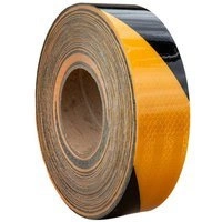 NASTRO CATARIFRANGENTE 1m x 5cm NASTRO RIFLETTENTE NERO-GIALLO DI SEGNALAZIONE