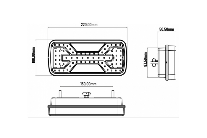 KAMAR X-SPIDER L2425 Fanale posteriore a LED 5 funzioni universale