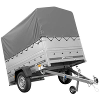 Rimorchio per auto 200x125 UNITRAILER GARDEN 201 KIPP con sponde BIS, telaio H-800 e telo di copertura grigio