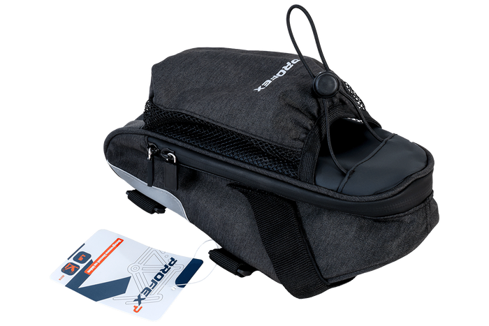 Borsa sottosella lunga per bicicletta PROFEX 82318 Lux nera con tasca portaborraccia