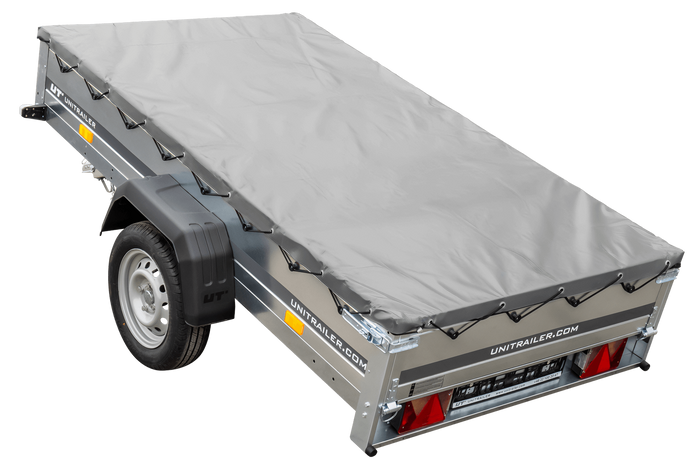 Rimorchio con telo fino a 750 kg Unitrailer Garden Trailer 230 KIPP con ruotino di appoggio e telo piatto grigio