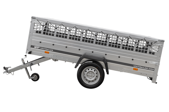 RIMORCHIO LEGGERO GARDEN TRAILER 264 KIPP CON RUOTINO SOVRASPONDE IN RETE E TELO PIATTO GRIGIO