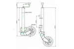 Ruota di supporto automatica UNITRAILER con maniglia 500 kg 60 mm 660-904 mm