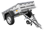 Rimorchio monoasse 150x106 UNITRAILER GARDEN 150 KIPP con telaio H-0 e copertura grigia