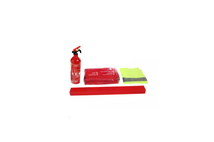 Kit per auto HERMON: kit di pronto soccorso, estintore, triangolo, giubbotto