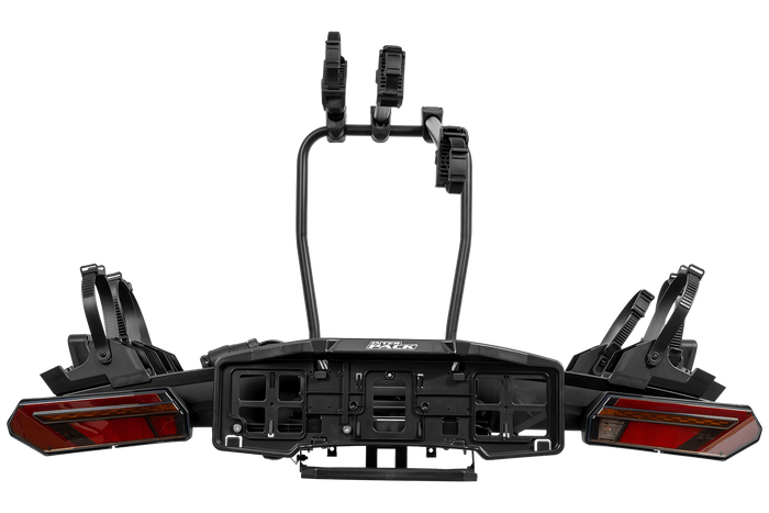 Inter Pack Velox 3 LED - portabici pieghevole da gancio di traino per 3 biciclette con luci a LED (nero)