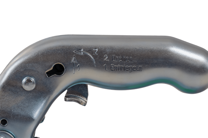 Gancio a sfera KNOTT K7.5-M per rimorchio da 750 kg con timone quadrato da 70 mm