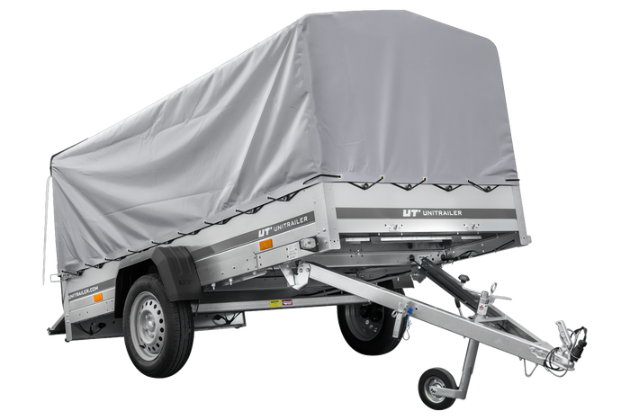 RIMORCHIO CARRELLO LEGGERO 750 KG + RUOTINO + CENTINA CON TELO GRIGIO UNITRAILER GARDEN TRAILER 264 KIPP