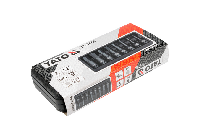 Bussole per chiavi a percussione esagonali YATO YT-1066 6-19 mm 8 pezzi.