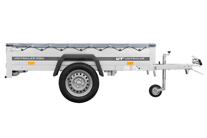 Rimorchio monoasse 200x106 UNITRAILER GARDEN 200 KIPP con telaio H-0 e copertura grigia