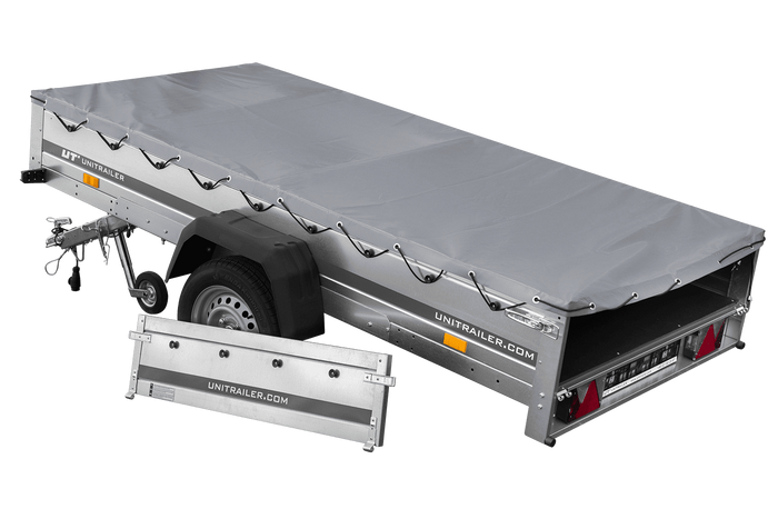 RIMORCHIO DA GIARDINO 264 KIPP CON RUOTA DI SUPPORTO, TELAIO H-0 E Telone GRIGIO