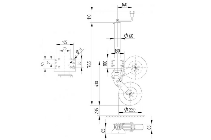 Ruota di supporto ATK60 KNOTT 350 kg 60 mm