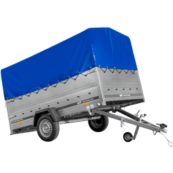 Rimorchio monoasse su molle 264x150 UNITRAILER GARDEN 265/R KIPP con sponde BIS, telaio H-800 e copertura blu