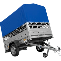 Rimorchio per auto 200x125 UNITRAILER GARDEN 201 KIPP con sponde in rete, telaio H-800 e telone grigio