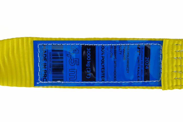 Cavo di traino con ganci UNITRAILER cinghia di traino 4,5 m/50 mm/3 t giallo