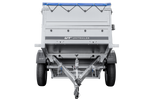Rimorchio per auto 200x106 UNITRAILER GARDEN 200 KIPP con sponde BIS, telaio H-0 e copertura blu